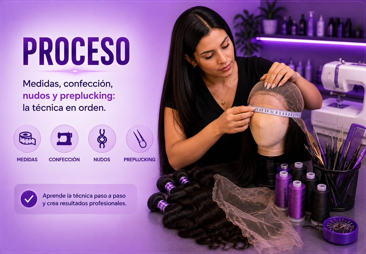 Proceso en la elaboración de pelucas - D'Liam Cursos