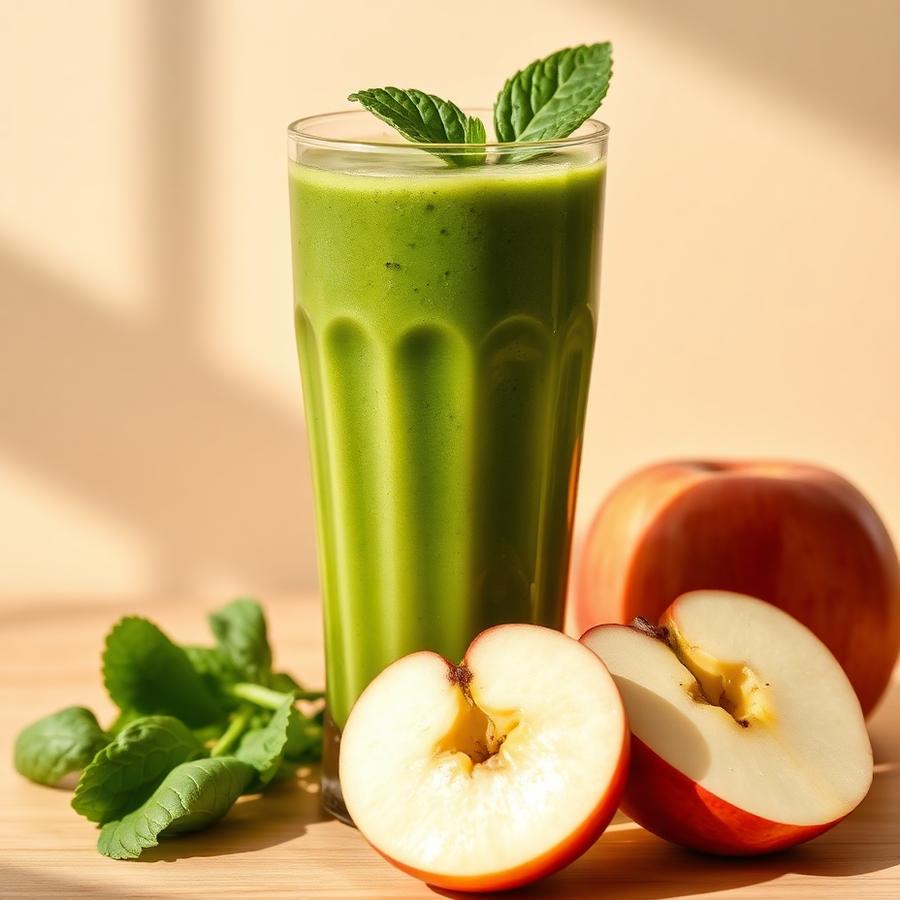 Smoothie verde de espinaca y manzana